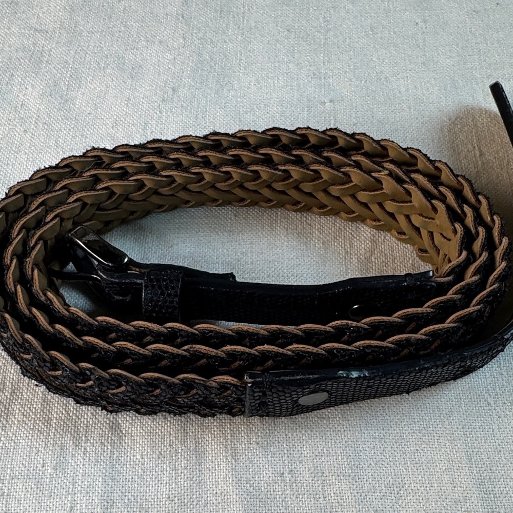Elegant Black Braided Belt with Black Glitter Look. - Picture 7 of 8